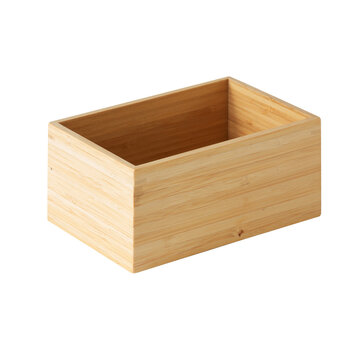 Empty box made of bamboo on a white background