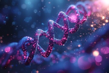 Purple DNA Chain: A Glowing, Glittery Genetic Masterpiece Generative AI