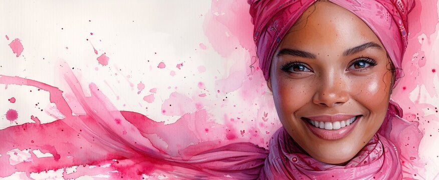 Pink Hijabista Smiling for the Camera Generative AI