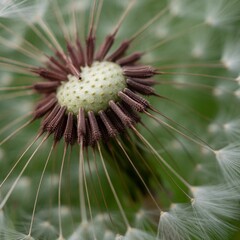 Close-up of a vibrant dandelion puff with fluffy white seed heads