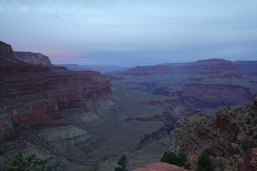 Scenic view of the Grand Canyon at dawn.