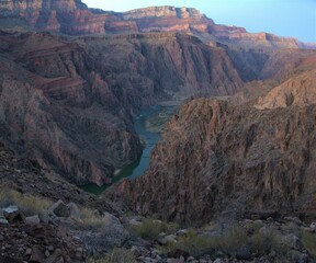 Scenic view of the Grand Canyon at dawn.