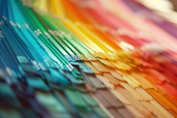Color charts and paint tools. Close up. - obrazy, fototapety, plakaty