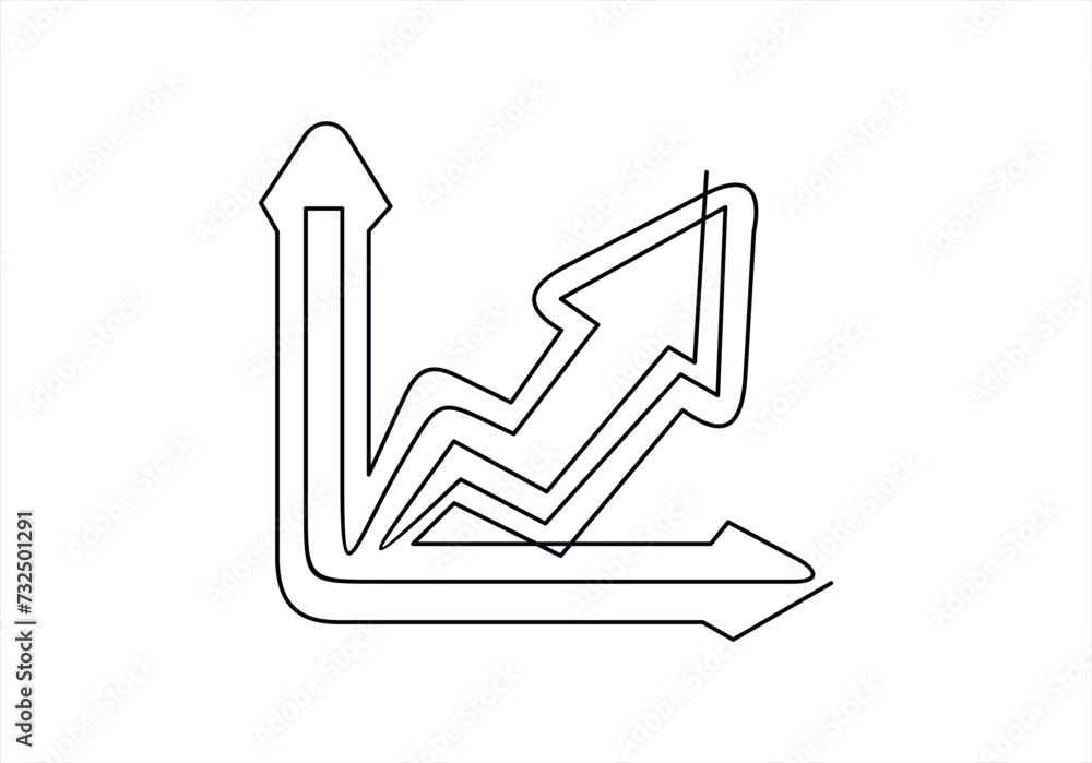Poster continuous line drawing graph up illustration vector isolated