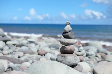 Simple rock balancing at the beach.