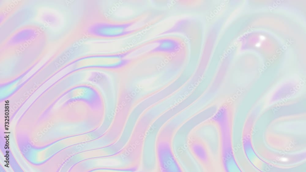 Aufkleber 3d holographic liquid flowing y2k dreamy waves abstract video animation. smooth soft colors aura gra