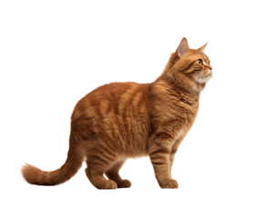 Scottish Fold Cat standing, side view brown cat. Isolated on White Background