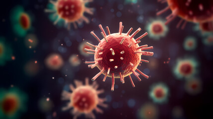 Various shapes of bacteria, probiotics under microscope, science, medicine concept background