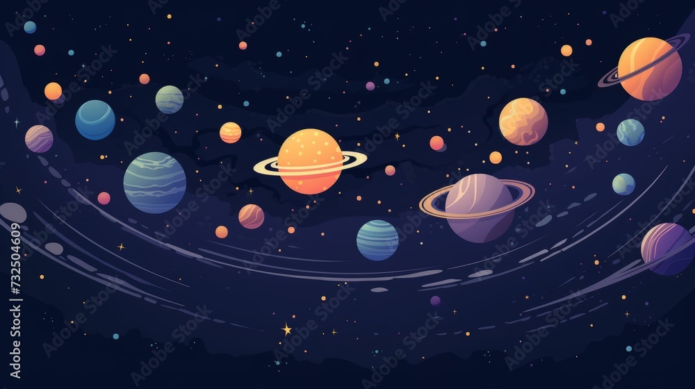Canvas Prints vibrant flat vector space background: adorable starry template in outer space