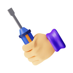 A hand holding maintenance equipment in the form of an icon