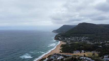 Aerial view of the stunning Bald Hill in Australia, with beautiful sand beach and lush green hills