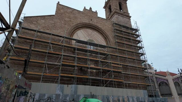 Church cathedral restoration in the city centre of Valencia, Spain