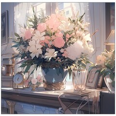 Serene Floral Arrangement on Desk