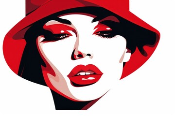 Female human red lips illustration, simple style