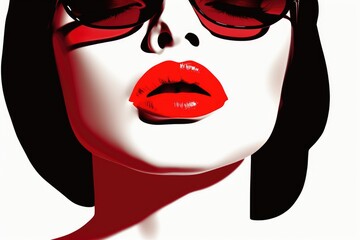 Female human red lips illustration, simple style