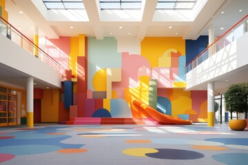 Colourful modern kindergarten interior - obrazy, fototapety, plakaty