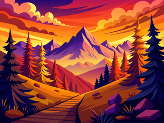 mountain and forest