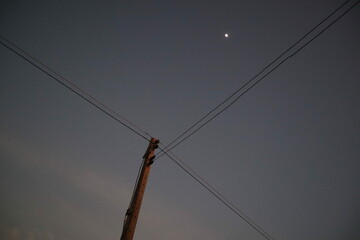 lines in the night with the moon