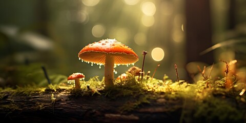 a close up of mushrooms - obrazy, fototapety, plakaty