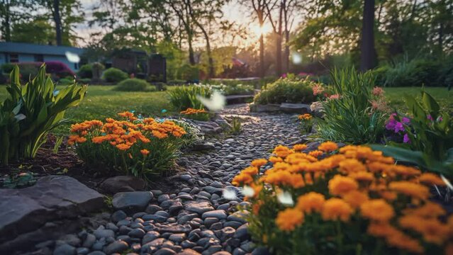 flower garden. seamless looping time-lapse animation video background