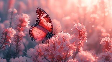 Pink Petals and Purple Passion: A Stunning Butterfly in Bloom Generative AI - obrazy, fototapety, plakaty