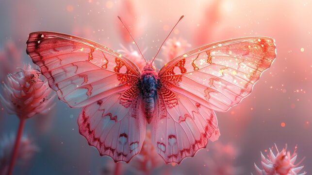 Pink Butterfly with Purple Wings Generative AI