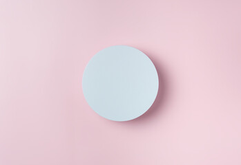 Fototapeta na wymiar White round podium pedestal cosmetic beauty product presentation empty mockup on pink background