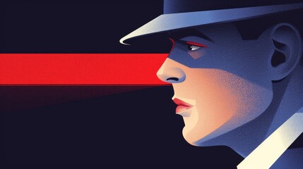 An illustration of a man in a hat. In a minimal retro style