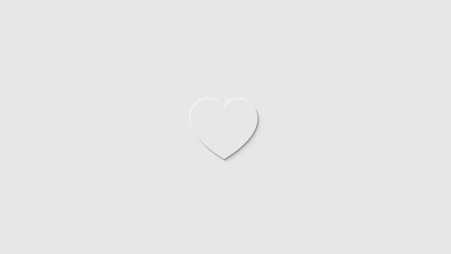 A looping Neumorphic minimal light grey motion graphic design with animated heart with beating animation timer in 4k UHD 30p