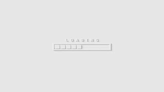 A Neumorphic minimal light grey motion graphic design with animated loading progress bar in 4k UHD 30p