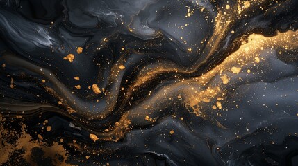 A cosmic collision of velvety black, radiant gold, and celestial lavender on a pristine marble canvas, crafting an otherworldly and sophisticated abstract spectacle.  - obrazy, fototapety, plakaty