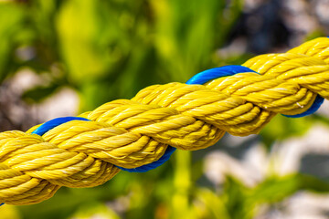 Yellow rope in nature background in Mexico.