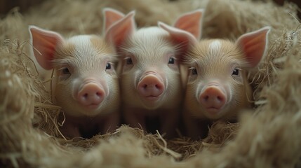 three pigs in a farm