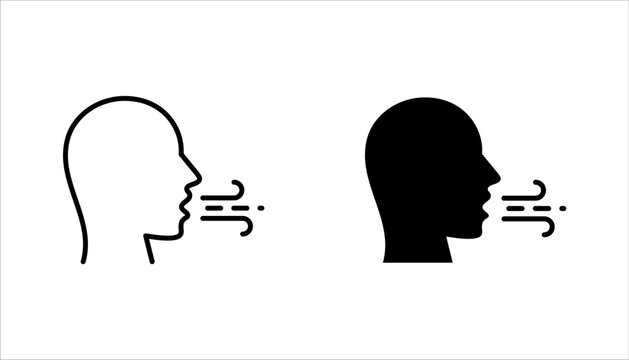 Breathing icon set. Breath difficulties sign. Respiration problems symbol. vector illustration on white background