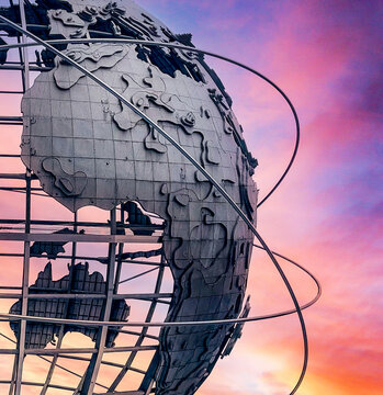 New York, USA; January 4, 2024: Africa in the unisphere of the well-known Flushing Meadows-Corona Park in the Queens borough of New York (USA).
