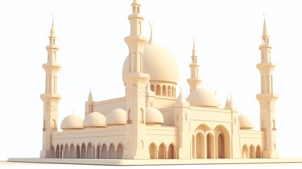 Obraz premium illustration of a mosque with a dome, for islam or muslim day, isolated on white background