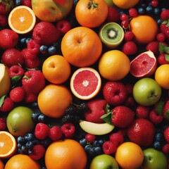 Naklejka na ściany i meble Foods High in vitamin C, Exotic tropical fruit background