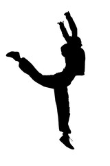Fototapeta na wymiar silhouette of a sportive female ballet dancer on transparent background