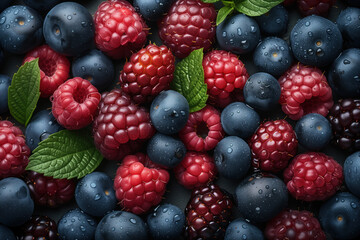 Mixed berries. Background image. Created with Generative AI technology