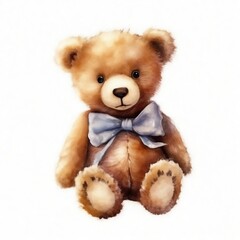 Obraz premium cute toy bear watercolor isolated on white background.