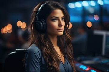 Fully focused and dedicated, a diligent female call center agent demonstrates her commitment to providing outstanding customer support with precision and care