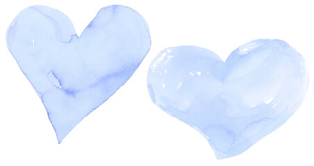 Blue heart shape background watercolor collection hand painted - 732517827