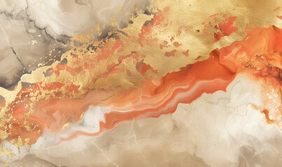 Obraz na płótnie Canvas abstract watercolor background, gold, Coral, beige Generative AI 