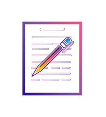 Vector illustration of a cartoon fountain pen on a notebook background