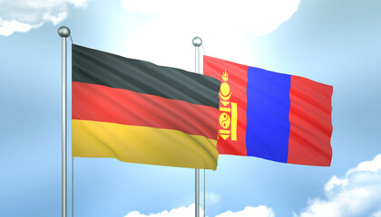 Germany and Mongolia Flag Together A Concept of Realations