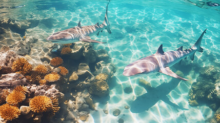 Picture shows a Caribbean reef shark at Cancun, Mexico.