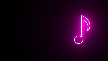 Neon glowing Music notes icon, Music notes symbol on the black background. neon music note icon. glowing music noise icon.