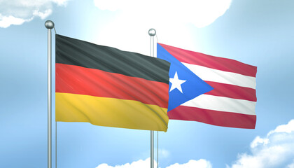 Germany and Puerto Rico Flag Together A Concept of Realations
