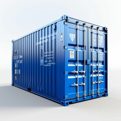 Blue Shipping Container on White Floor