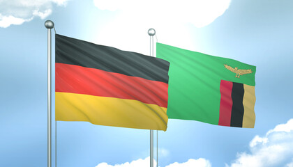 Germany and Zambia Flag Together A Concept of Realations